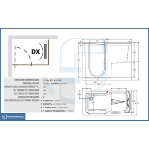 Vasca da Bagno Doris con Apertura a Destra per Anziani, Forniture per Terapia di Riabilitazione - Product Image 2