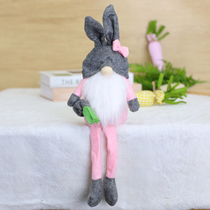 Easter Bunny Gnomes Plush Sitting Long Dangling <b>Legs</b> Swedish Tomte Rabbit Elf for Tiered Tray Shelf Sitter Home <b>Table</b> Decor - Product Image 4