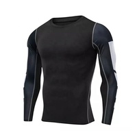 Vêtements de compression personnalisés Ensemble moulant 2 pièces Grande chemise de compression extensible pour musculation Ensemble à manches longues