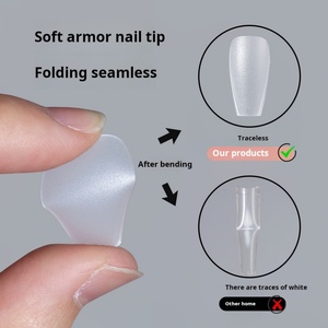 Boîte de 240 faux ongles carrés pleine taille, style français, pour nail art, avec adhésif sans couture pour doigts, personnalisables en usine - Product Image 3