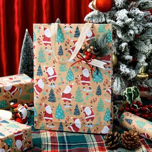 Papel de Regalo Navideño Kraft con Diseño de Árbol de Navidad y Santa Claus, 17 Pulgadas x 32.8 Pies, Papel Reciclable para Manualidades y Regalos, Uso Festivo - Product Image 4