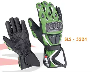 Motorcycle motorbike Leather racing Gloves kawasaki green