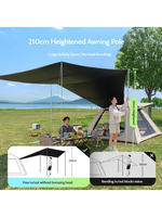 Tente de camping instantanée 2 en 1 avec revêtement noir, pliable, imperméable, pare-soleil, équipement de camping extérieur complet