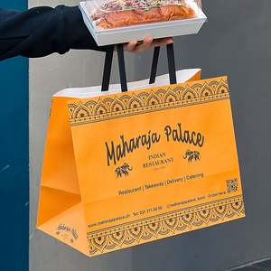 Bolsa de Papel Kraft Marrón con Asas, Biodegradable y Ecológica, para Comida para Llevar de Restaurantes y Servicios de Catering, con Logotipo Personalizado - Product Image 5