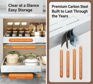 Cesto Deslizante Pequeno para Armário, Organizador Expansível, Suporte para Temperos, Escorredor de Louça, Prateleira de Armazenamento Sob a Pia - Product Image 6