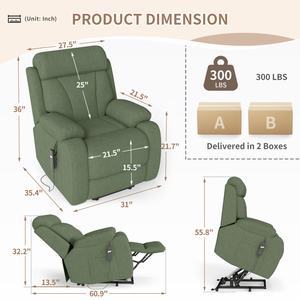Fauteuil inclinable électrique extensible de style détente pour personnes âgées, idéal pour le bureau à domicile et le salon – En stock aux États-Unis - Product Image 5