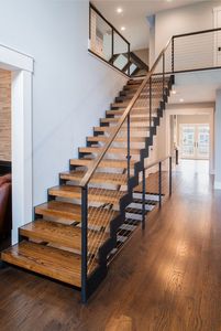 CBMmart Single Stringer Staircase Modelos de <span class=keywords><strong>escalera</strong></span> para el <span class=keywords><strong>segundo</strong></span> <span class=keywords><strong>piso</strong></span> Varilla de aluminio Cuerda Barandilla de vidrio Diseño de <span class=keywords><strong>madera</strong></span> Dibujos en 3D - Product Image 2