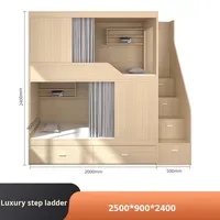 Lit superposé modulaire pour 2 personnes avec rideau d'intimité, bureau, armoire et rangement pour dortoirs d'étudiants et personnel en auberge de jeunesse