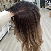 Topper de Cabello Europeo 100% con Cutículas Alineadas, Rubio Beige Ombre/Balayage, Ultrafino, con Encaje Frontal HD Suizo, para Mujeres con Pérdida de Cabello