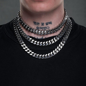 Collares de Acero Inoxidable Plateado al por Mayor para Hombre, Cadena Cubana Moderna, Cadena de Eslabones Geométricos, Joyería Masculina - Product Image 1