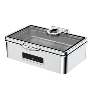Calentador de Alimentos Eléctrico Rectangular de Acero Inoxidable de 110 V, 8.5 L, con Pantalla Digital, Equipo para Mantener Alimentos Calientes, Color Plateado - Product Image 1