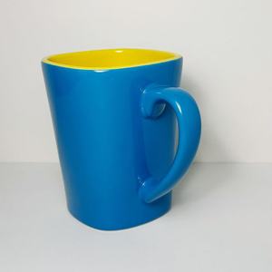 Custom <b>Ceramic</b> Mug Blue Yellow Interior With Handle Business Gifts Single <b>Cup</b> Zibo Origin - Product Image 3