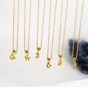 2024 изящное минималистичное ожерелье из нержавеющей стали, маленькое милое ожерелье с 26 буквами, гипоаллергенное ожерелье с позолоченным именем 18 карат - Product Image 3