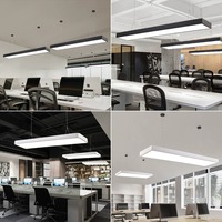 Luminaire suspendu d'angle rectangulaire en fer avec bande LED, design élégant, ultra-lumineux, pour bureau, salon de coiffure et magasin