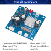 VIRE 2*70W carte amplificateur Audio haute puissance classe D TPA3116 stéréo 12-24V double canal récepteur et amplificateurs de Module numérique pur