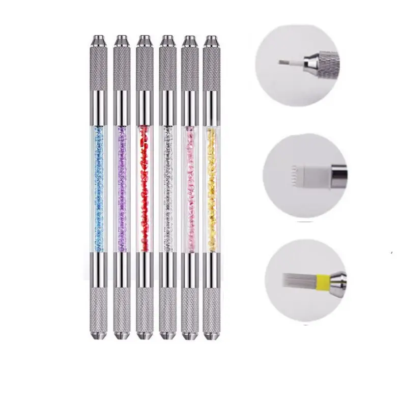 JULONG 2020 custom private label Crystal Microblading Pen Embroidery Hand Tool Manual Eyebrow Tattoo Pen for Eyebrow 3D