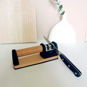 Latest New Manual 2 Stage Knife Sharpener With Wood Handle