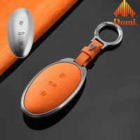 GZ Domi Accessoires de voiture en métal de luxe, alliage de zinc, cuir, protection complète, étui pour clé de voiture pour Rising Auto R7 avec porte-clés