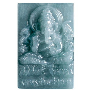 Colgante de Jadeíta Natural Azul Agua con Ganesha, Diseño Original UNISEX, Regalo con Certificado de Tasación, Budismo DW84 - Product Image 1