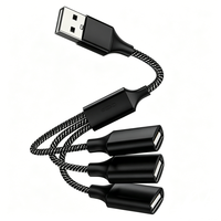 Hub USB 2.0 à 3 ports avec sortie CC, protection OTP, ultra-plat et compact, adaptateur multi-splitter OTG pour ordinateur portable PC, logo OEM personnalisé, ABS