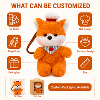 Peluche renard à rayures avec fraise, jouet en peluche orange doux, cadeau personnalisable