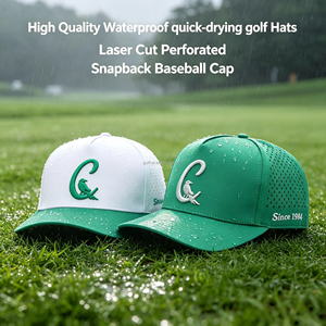 Premium 5 Panel Custom Laser Cut Perforate Golf Hat Silicone Logo Men Women Quick-Dry Breathable Adjustable Sports Baseball <b>Caps</b> - Product Image 4
