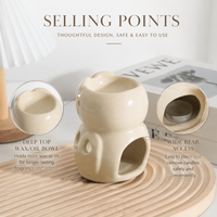 Brûleur d'huiles essentielles en céramique en forme de hibou, support pour bougie chauffe-plat, diffuseur d'arômes et chauffe-cire