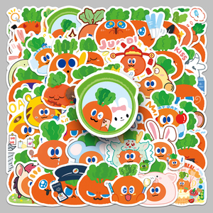 50 Piezas de Pegatinas Troqueladas Personalizadas de Fábrica con Diseño Vibrante y Kawaii de Dibujos Animados de "<span class=keywords><strong>Mojo</strong></span> Carrot", para Manualidades, Patinetas y Motocicletas - Product Image 1