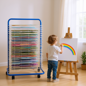 ชั้นวางสีน้ำเงินสำหรับตากสี 25 ชั้นวางแบบถอดได้ ชั้นวางเก็บของในสตูดิโอศิลปะแบบเคลื่อนย้ายได้ทำจากโลหะ - Product Image 2