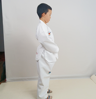 Dobok de Taekwondo de haute qualité, durable, blanc, côtelé, avec logo personnalisé, pour enfants et adultes