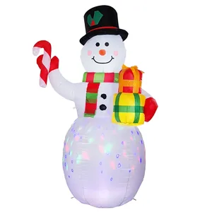 5 FT Natal Inflatables Snowman segurando doces decoração ao ar livre com luzes LED Built-in para jardim gramado varanda