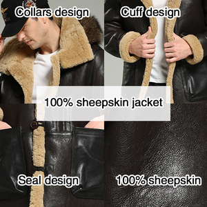 Giacca da Aviatore RAF B3 in Pelle di Pecora con Cappuccio per Uomo - Product Image 4