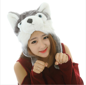 Dễ thương Gấu trúc gấu trúc sang trọng động vật Beanie mùa đông phim hoạt hình bên mũ với lông cừu lót - Product Image 2