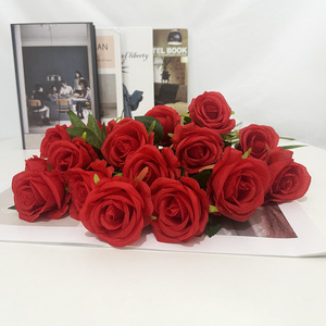 <b>Artificial</b> Rose Single <b>Stem</b> Red Wine Red High Simulation Valentine'S Day Home Decor Silk Flower Ornament - Product Image 1