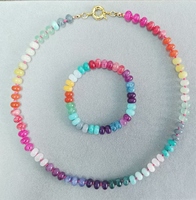 Kalung Manik-manik Pelangi Zooying, Kuarsa Warna-warni, Bulat Halus, Batu Permata Berwarna-warni, DIY, Kalung Batu Alam Kustom