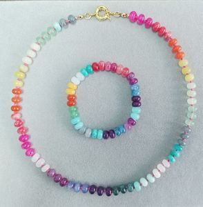 Collar de cuentas de arcoíris Zooying Color cuarzo suave Roundel colorido con cuentas de piedras preciosas DIY collar de piedra Natural personalizado - Product Image 2
