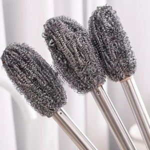Éponge à récurer en acier inoxydable à long manche avec poignée en plastique, nettoyeur à boule <span class=keywords><strong>métallique</strong></span> écologique pour casseroles, poêles et nettoyage quotidien de la cuisine - Product Image 6