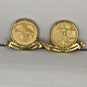 Insignia de Metal con Diseño Personalizado, Estatua de <span class=keywords><strong>la</strong></span> <span class=keywords><strong>Libertad</strong></span> con Moneda de Águila Americana, Recuerdo Chapado en Oro - Product Image 2