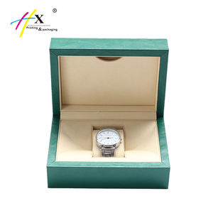 Fabricantes al por mayor Gran marca Diseño único Lugar <span class=keywords><strong>para</strong></span> poner Tarjeta DE GARANTÍA <span class=keywords><strong>Caja</strong></span> de reloj de madera de cuero verde <span class=keywords><strong>para</strong></span> hombres - Product Image 1