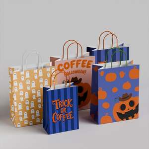 Sac en papier kraft épais et durable pour les cafés, la restauration à emporter et les achats, sac à main en papier kraft pour les promotions - Product Image 2