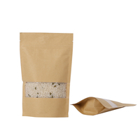 Sachet Doypack en papier kraft brun avec fenêtre transparente, directement de l'usine, pour l'emballage de thé, de collations et d'aliments pour animaux de compagnie