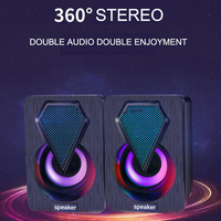 Mini Altavoces Portátiles de Plástico con Cable USB 2.0 y Luz LED de 7 Colores para PC de Escritorio