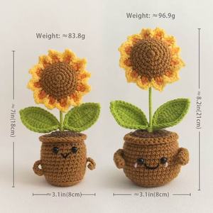 Plante en pot au crochet faite à la main 2026, Marguerite du Canada, Non-me-oublier, Orange, Plante émotionnelle positive, Fleur en pot tricotée, Fleurs au crochet - Product Image 6