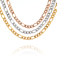 Cadena de eslabones de acero inoxidable para hombre, Collar personalizado, resistente al agua, grosor medio, chapado en oro, 304, 316