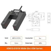 Capteur photoélectrique AKUSENSE KIM15-0101N à faisceau traversant, fente large 15-30 mm, étanche IP60, résistant à la poussière, haute et basse température, NPN/PNP
