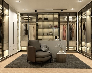 Armoire de <span class=keywords><strong>dressing</strong></span> modulaire haut de gamme BAINENG <span class=keywords><strong>en</strong></span> acier inoxydable avec porte vitrée transparente - Product Image 3