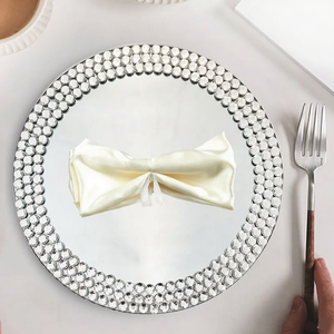 Dekorative Melamine Service Ladesc halen für Zuhause 13 Zoll Silber Essteller <span class=keywords><strong>Diamond</strong></span> Pattern Sparkling - Product Image 4