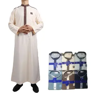 阿巴亚穆斯林男子伊斯兰朱巴·托贝服装阿拉伯斋月长袖长袍迪拜
