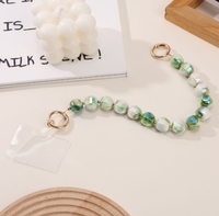 Bunte Runde Perlen-Armbandkette, Schillernde Farbverlauf-Perlenschnur, Kurzes Handy-Umhängeband, Taschen-Handtaschen-Anhänger