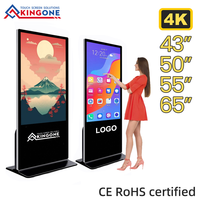 43 55 65 Inch Floor Standing Touch Screen LCD Digital Signage Display 4K Interactive Advertising Kiosk for Shopping Mall